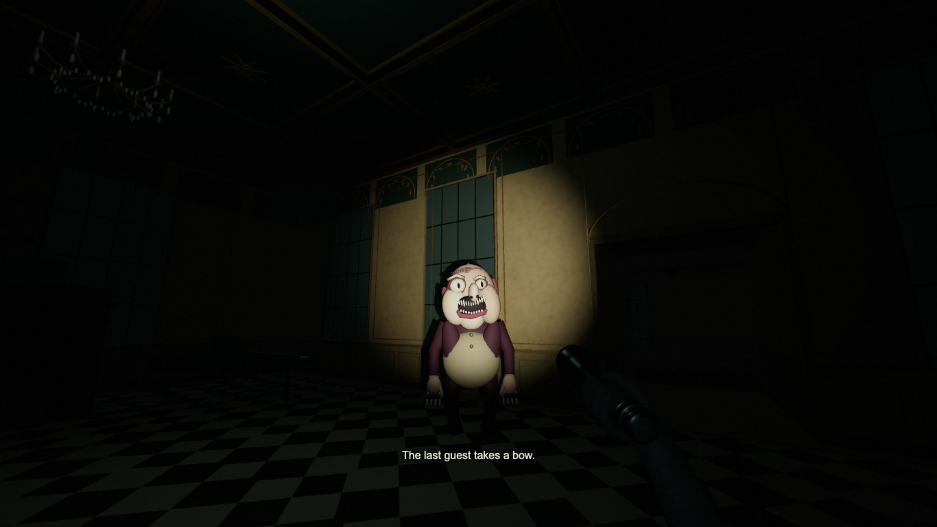 Flashlight illuminating a creature in the ballroom of 5 Nights at Mar-a-Slopo